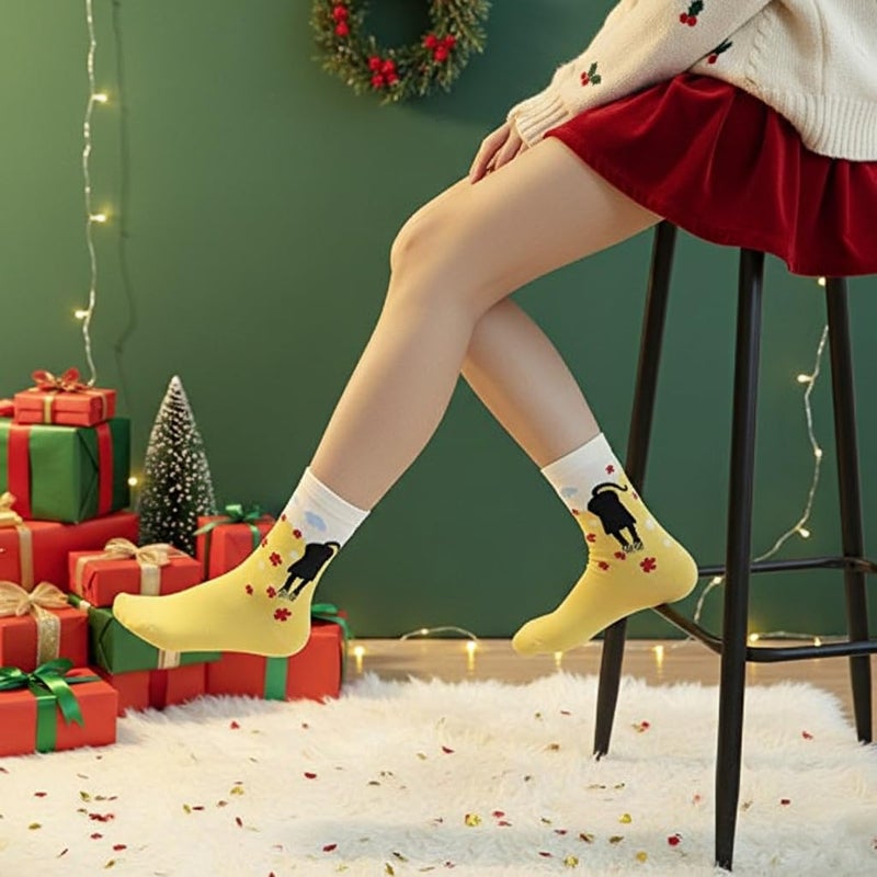 Leotruny Cute Animal Socks for Women Girls - Ladies Novelty Cat Socks With Gift Box 5 Pairs - Image 2